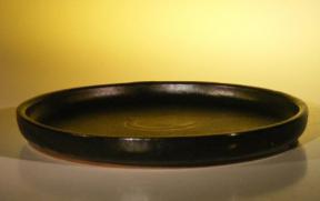 Heavy Duty Humidity/Drip Bonsai Tray<br>Round Black Ceramic<br>9.75