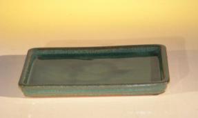 Ceramic Humidity/Drip Bonsai Tray -Green Rectangle<br>7.5