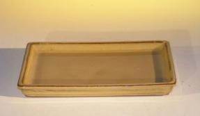 Ceramic Humidity/Drip Bonsai Tray - Mustard/Tan Rectangle<br>7.5