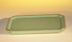 Ceramic Humidity/Drip Bonsai Tray<br>Light Breen/Blue Rectange with Indented Corners<br>7.75