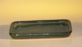 Ceramic Humidity/Drip Bonsai Tray - Green Rectangle<br>6.25