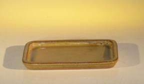 Ceramic Humidity/Drip Bonsai Tray - Mustard/Tan Rectangle<br>6.25