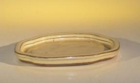Ceramic Humidity/Drip Bonsai Tray - Beige Oval<br>6.25
