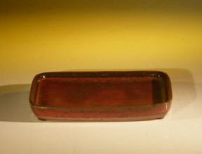 Ceramic Humidity/Drip Bonsai Tray - Parisian Red Rectangle<br>6.0