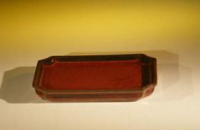 Ceramic Humidity/Drip Bonsai Tray<br>Parisian Red with Indented Corners<br>5.5