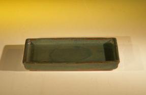 Ceramic Humidity/Drip Bonsai Tray - Green/Blue Rectangle<br>5.5
