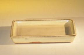 Ceramic Humidity/Drip Bonsai Tray - Cream Rectangle<br>6.0