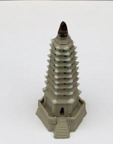Unglazed Ceramic Pagoda Figurine