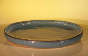 Ceramic Humidity/Drip Bonsai Tray - Blue Round<br>8.0