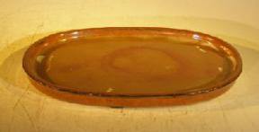 Aztec Orange Ceramic Humidity/Drip Bonsai Tray - Oval<br><i>9.25