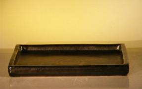 Ceramic Humidity/Drip Bonsai Tray - Black  Rectangle<br>12.0