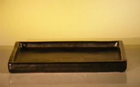Black Ceramic Humidity/Drip Bonsai Tray (Rectangle) <br><i>10.75