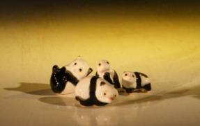 Ceramic Panda Figurines - Set of 4<br>Various Poses  1