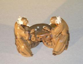 Mudman Figurine - Fine Detail<br>Two Men Playing Board Game<br>