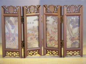 Mini Shoji Screen<br>With Glass Framed Pictures of Horses on Both Sides