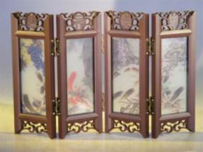 Mini Shoji Screen<br>With Glass Framed Pictures of Japanese Koi on Both Sides