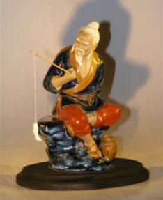 Ceramic Glazed Figurine - Mudman Fisherman<br><i>4.5