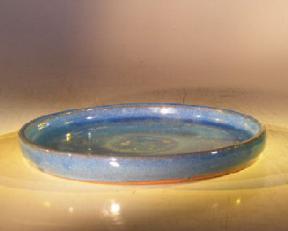 Ceramic Humidity/Drip Bonsai Tray - Round  Blue Color<br><i>10.0
