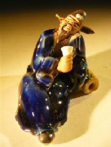Ceramic Miniature Figurine Man Holding Drinking Cup 
