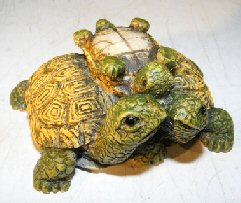 Miniature Turtle Figurine<br><i></i> Three Turtles - With Baby Turtle on Back