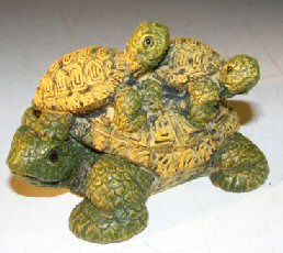Miniature Turtle Figurine<br><i></i>Three Turtles - Two Turtles Sitting on Back