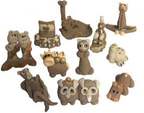 Whimsical Animal Mud Figurines<br>12 Piece Set