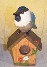 Miniature Bird Figurine<br><i></i>Sitting Atop A Bird House<br>