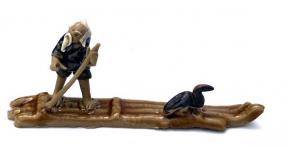Miniature Figurine<br>Man Riding On Raft With Single Duck - 1.25