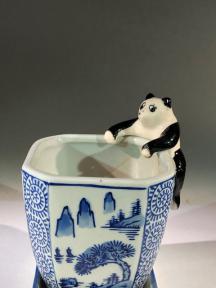 Miniature Ceramic Figurine<br>Panda Pot-Hanger - 2