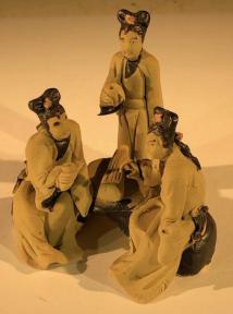 Ceramic Miniature Mud Figurine<br>Three Women Playing Instruments - 2.5