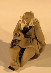 Miniature Ceramic Figurine - Mud Man Sitting<br>1.5