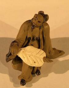 Miniature Ceramic Figurine - Mud Man With Fan<br>1.5