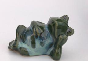 Miniature Ceramic Figurine<br>Frog Relaxing - 3