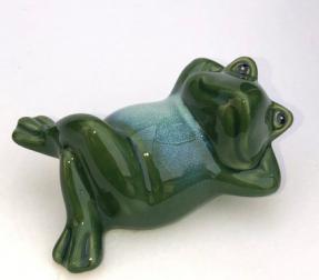 Miniature Ceramic Figurine <br>Frog Relaxing Lying Down - 3.0