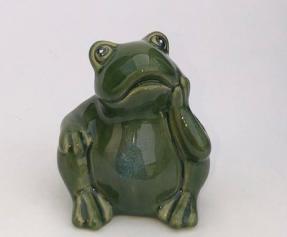 Miniature Ceramic Frog Figurine - Frog Pondering 4