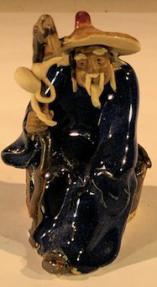 Miniature Ceramic Figurine<br>Man With Staff - 2.5