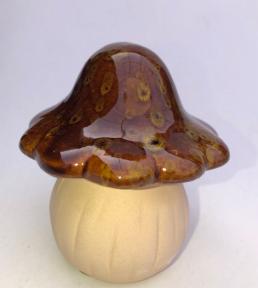 Miniature Ceramic Mushroom Figurine - 4.5