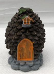 Miniature Pine Cone Hut Figurine - 4.5