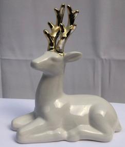 Glazed Ceramic Deer Figurine - 6.5