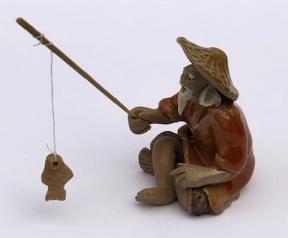 Miniature Ceramic Figurine - Glazed Fisherman <br>2.0