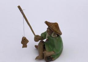 Miniature Ceramic Figurine - Glazed Fisherman <br>2.0