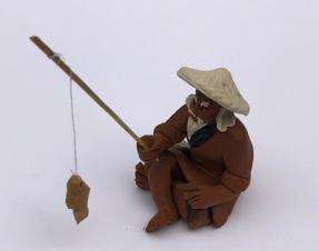 Miniature Ceramic Figurine - Unglazed Fisherman <br>1.25