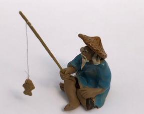 Miniature Ceramic Figurine - Glazed Fisherman <br>2.0