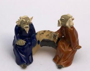 Ceramic Figurine<br>Two Men Sitting On A Bench - 2