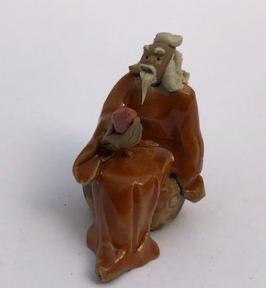 Miniature Ceramic Figurine<br>Man Holding Fruit - 2