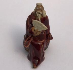 Miniature Ceramic Figurine<br>Man Holding Fan - 2