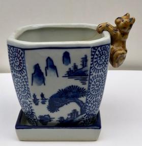 Miniature Ceramic Figurine<br>Dog Pot-Hanger - 1.5