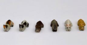 Ceramic Cat Figurines<br>Set of 6<br>Various Colors 