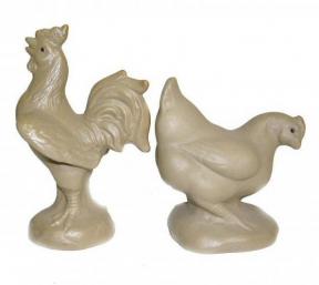 Ceramic Chicken & Rooster Figurines- Set of 4<br>Various Poses - 3