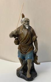 Miniature Ceramic Figurine <br>Glazed Fisherman - 10
